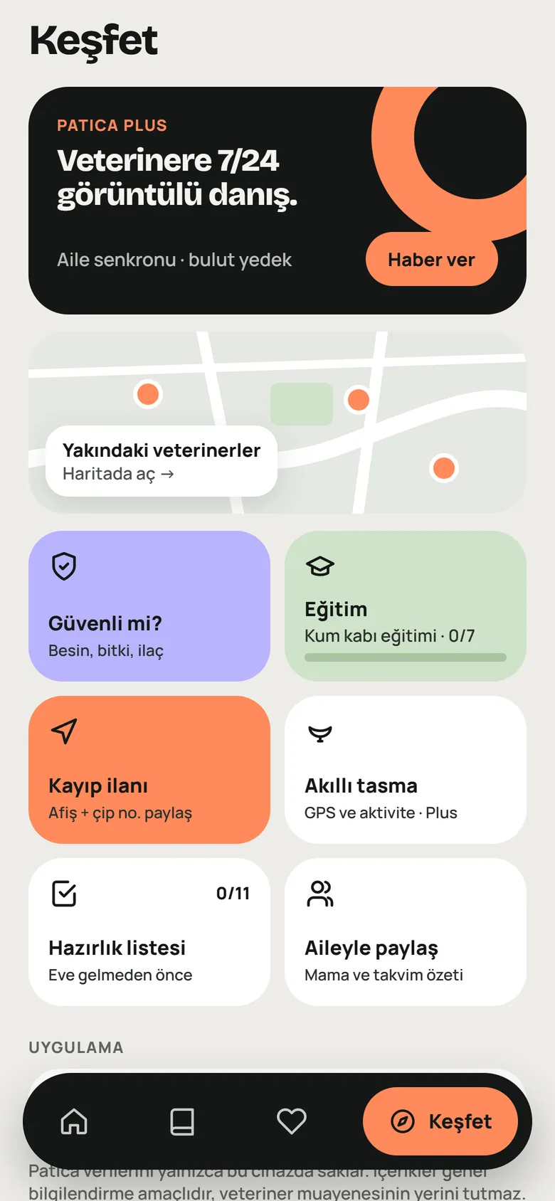 Keşfet ekranı